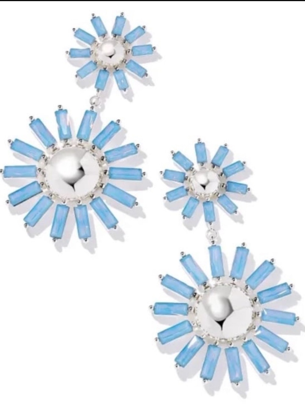 Kendra Scott Madison Daisy Pearl Blue Opal Earrings Stretch Bracelet set Summer